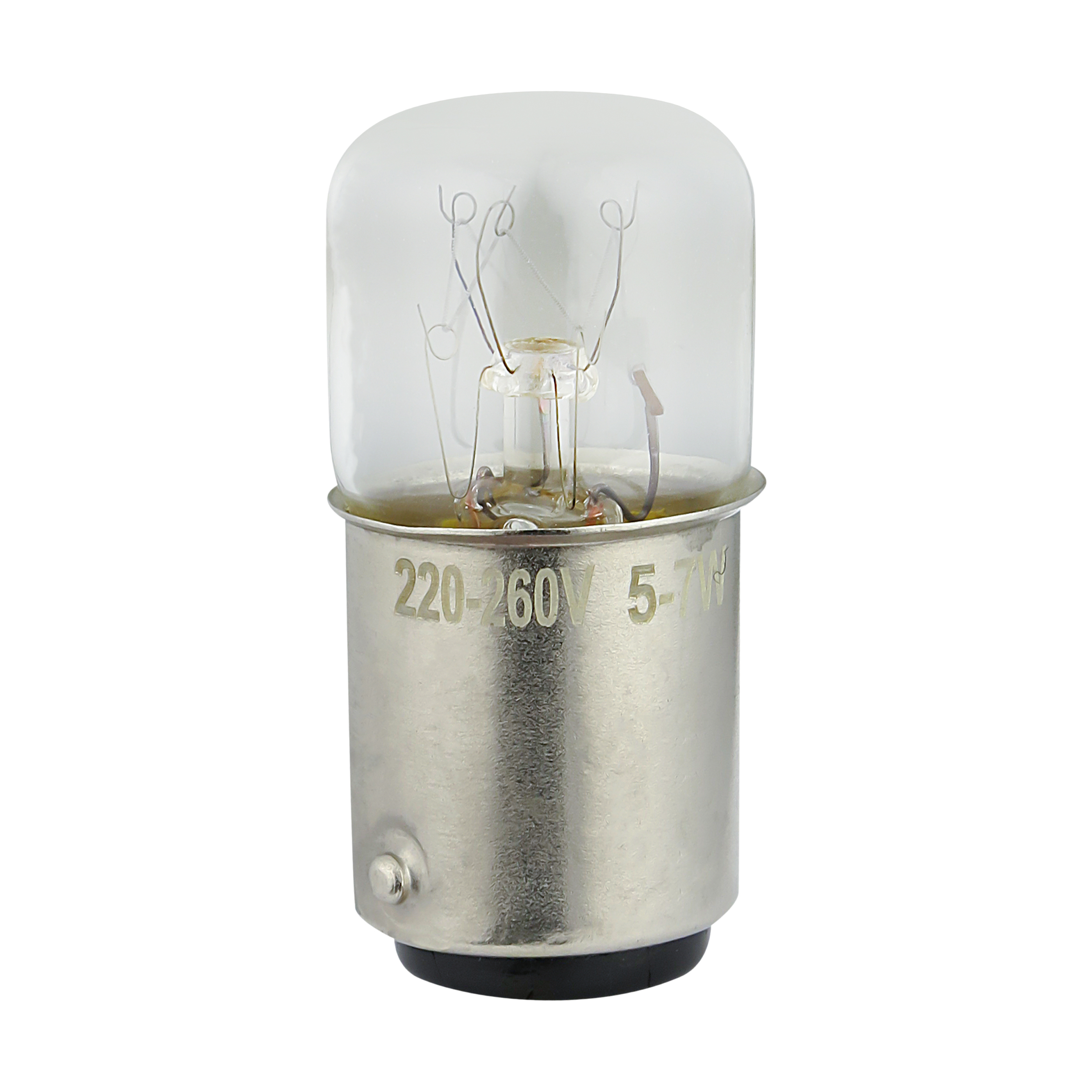 لامپ سیگنال رشته ای 220/260 ولت 5/7 وات کد T16X35MM پایه خاری دو کنتاکت (BA15D)