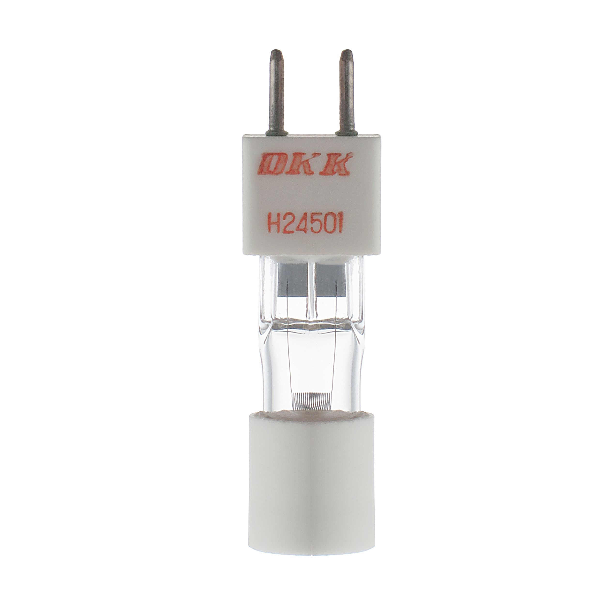 لامپ هالوژن سر گچی پایه گچی 24 ولت 50 وات دی کا کا (DKK) مدل H24501 پایه سوزنی (G8)