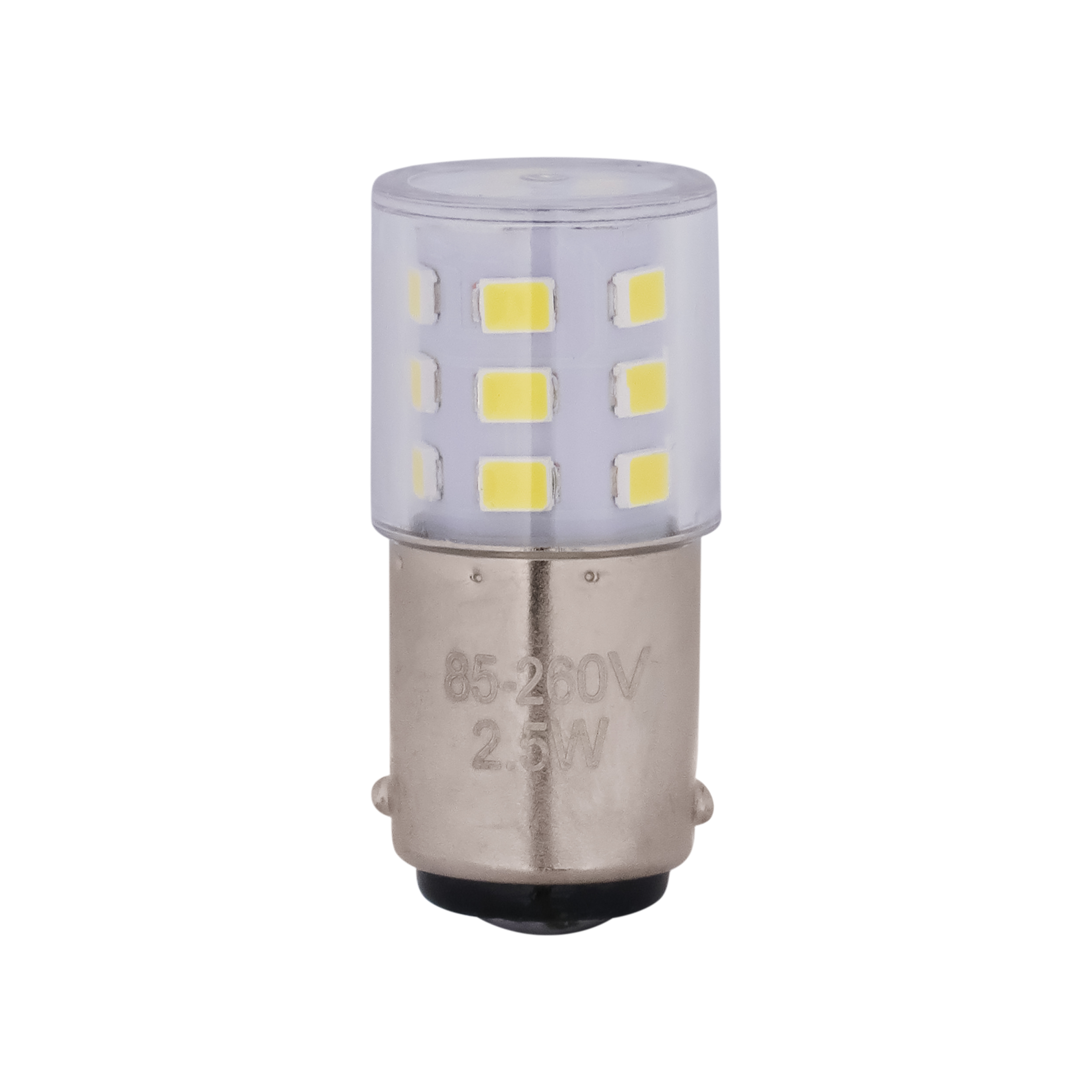 لامپ سیگنال ال ای دی (LED) 110/160 ولت 2.5 وات کد T16X35MM پایه خاری دو کنتاکت (BA15D)