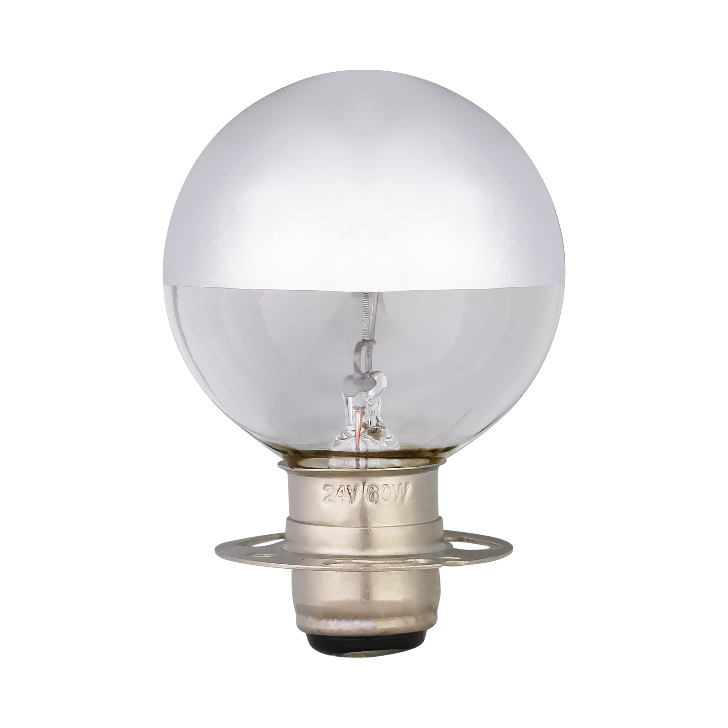 لامپ دستگاه مورس الدیس (Morse Aldis Signal Bulb) 24 ولت 60 وات مدل سر جیوه حلقه دار کد P15/30-TOP-MIRROR پایه خاری دو کنتاکت ‌حلقه دار (P30d)