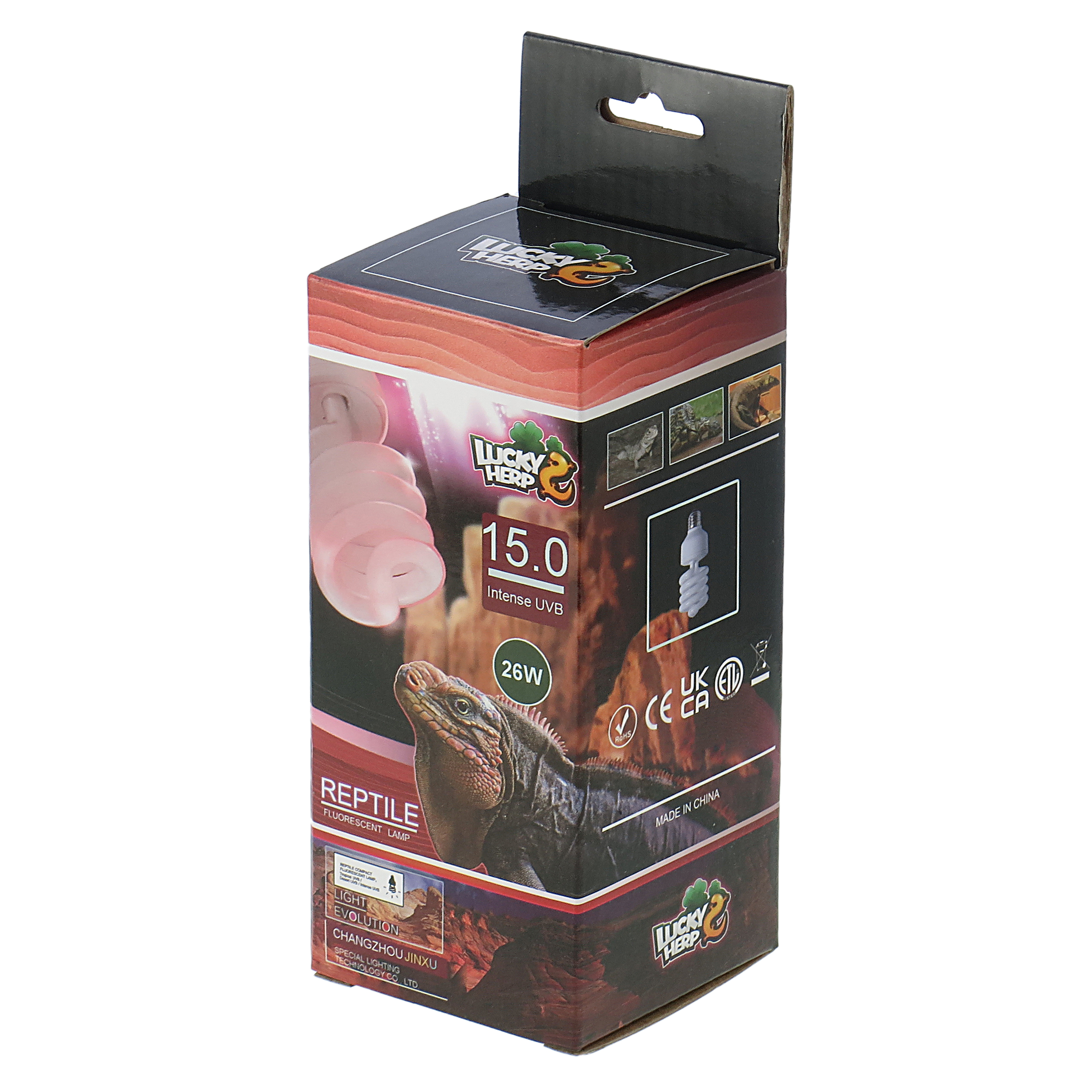 لامپ یووی بی مخصوص حیوانات و خزندگان (تراریوم) 26 وات لاکی هرپ (LUCKY HERP) مدل UVB 15.0% پایه E27 (سرپیچ معمولی)